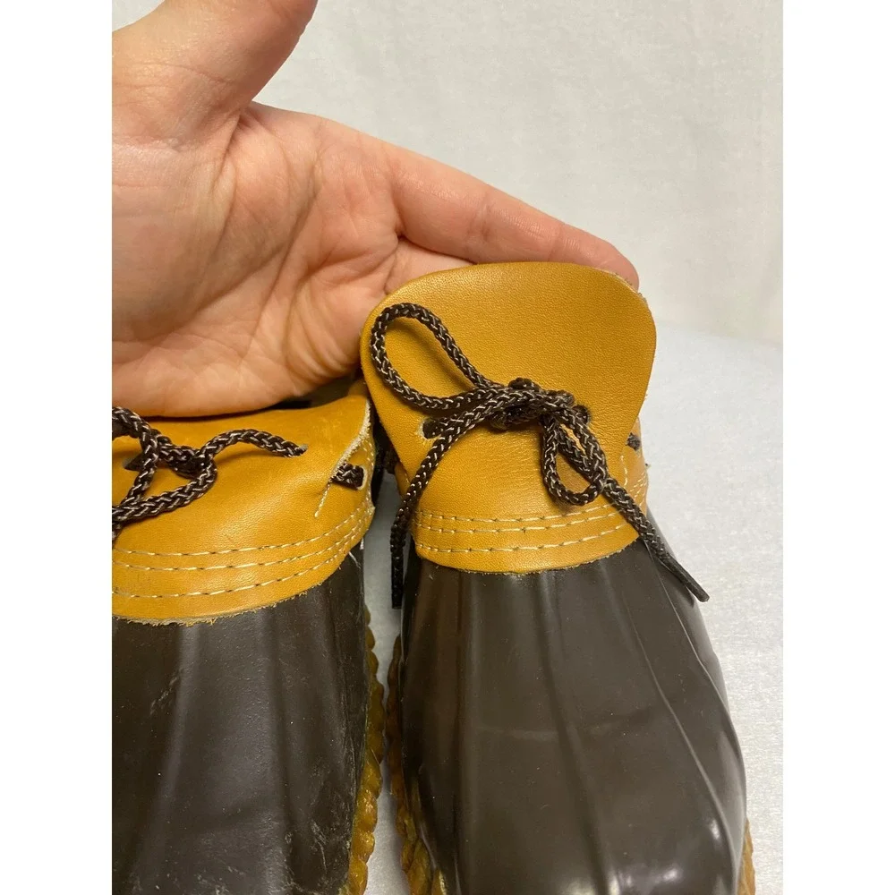 Land Rover Duck Boots Slides Size 5‎ Brown Yellow Lace Up Rubber